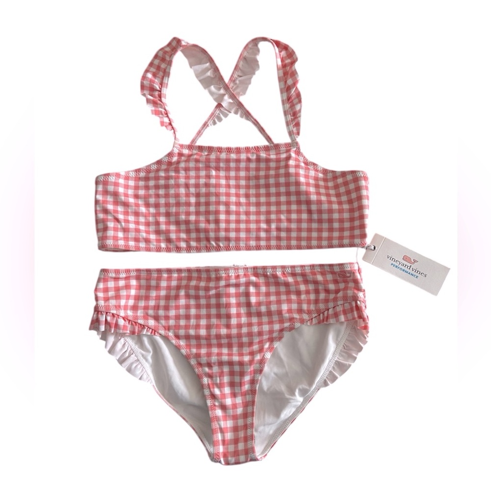 Vineyard Vines girls bikini XL (16) pink gingham